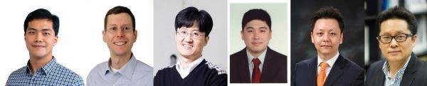 왼쪽부터 김성연 서울대 교수, 토마스 슐츠 유니스트 교수, 박홍규 고려대 교수, 오승수 포스텍 교수, 최영빈 서울대 교수, 김민혁 카이스트 교수 (사진=삼성전자)