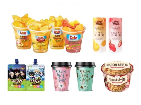 ▲[사진=(사진 왼쪽 상단부터 시계방향으로) DOLE(돌), 쟈뎅, 삼양식품, 푸르밀, 롯데제과.]