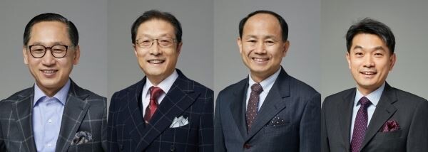 ▲(사진왼쪽부터) 이랜드리테일 최종양 신임 부회장, 이랜드월드 김일규 신임 부회장, 이랜드파크 김현수 신임사장, 이랜드그룹 이은홍 신임사장 및 아시아권 전체대표. [사진=이랜드월드]