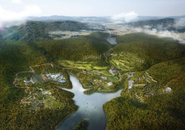 ▲CJ프레시웨이가 식음료 시설 운영권을 획득한 블랙스톤 벨포레 조감도. [사진=CJ프레시웨이]