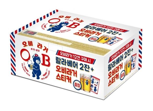 OB라거 랄라베어 전용잔 패키지[사진=오비맥주]